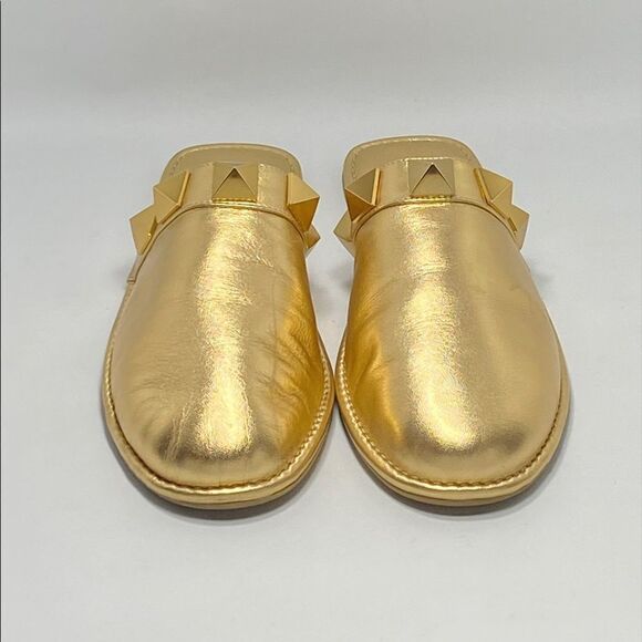 Valentino Garavani Roman Stud Metallic Leather Slippers - Picture 3 of 12